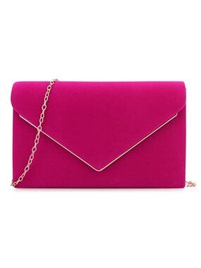 Velvet Suede Pleated Clutch Evening Bag Wedding Party Handbag with Chain